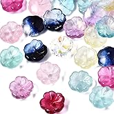 DanLingJewelry 100pcs Random Transparent Glass Flower Beads Crystal Glass Bead Mini Flower Spacer Beads for DIY Beading Projects