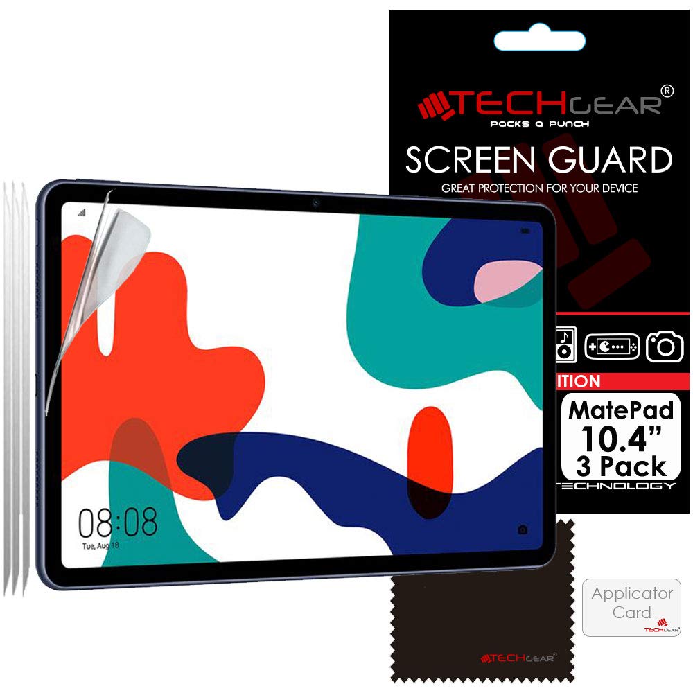 TECHGEAR [Pack of 3 Screen Protectors for Huawei MatePad 10.4 - Ultra Clear Screen Protector Guard Cover + Screen Cleaning Cloth & Applicator Card