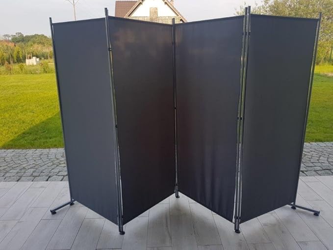 Balkontex Mobiler Sichtschutz 4tlg. Spanische Wand Paravent 160x300,180x300CM,L,W,I Förmig (1,6x3m, Beige)