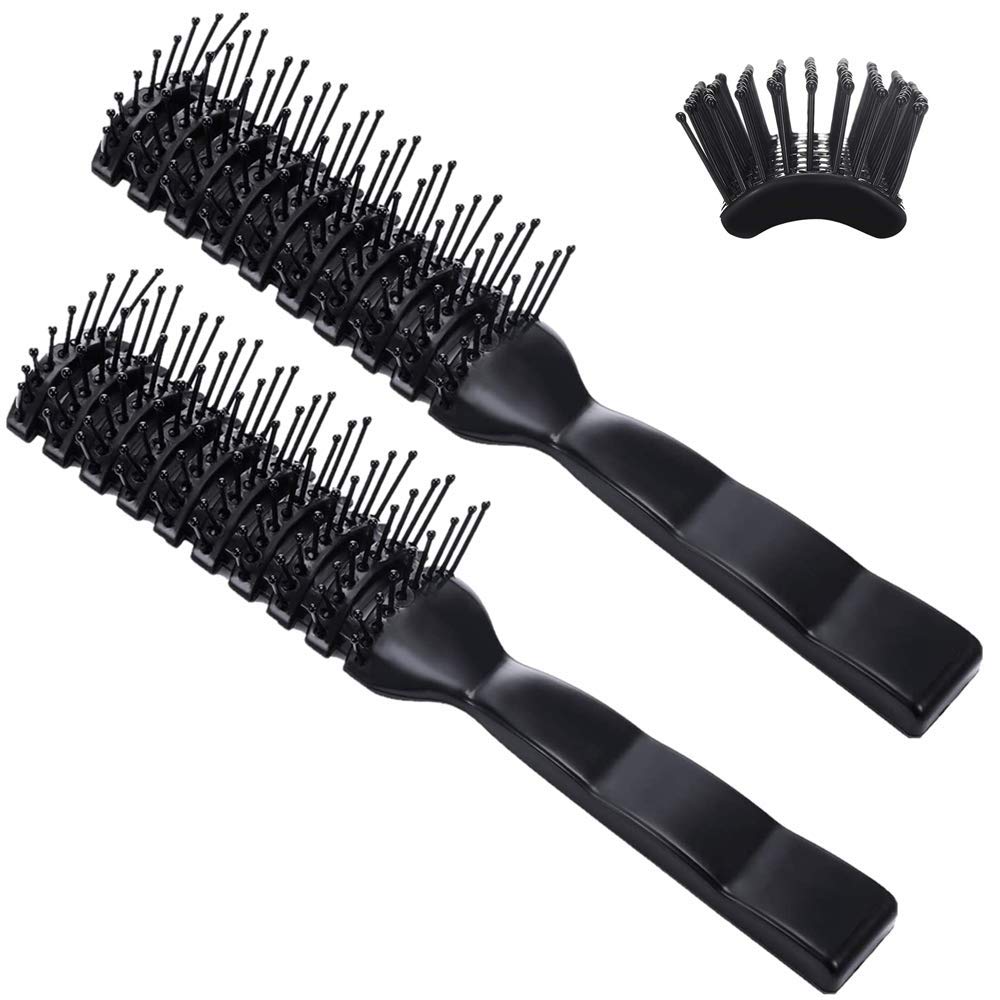 2 Pcs Vented Detangling Hair Brush Styling Hairbrush Pin Hair Brush Hair Comb for Blow Drying Hair Styling Tools Black