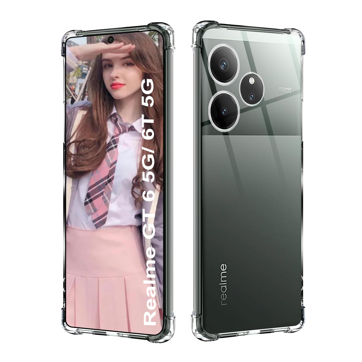 ISOI - Case Compatible with Realme GT6 / Realme GT 6 / Realme GT 6T 5G Mobile Phone Case, with Shockproof Airbag Bumper, Comprehensive Protection, Ultra Thin Soft TPU Silicone Protective Case -