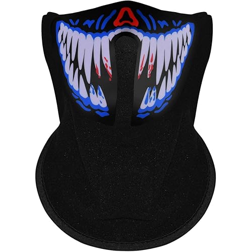 ZOY LED Music Mask Sound Active Mask Light Up Mask for Party Dancing,Riding,Skating,Festival