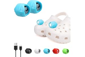 Vergissm Rechargeable Headlights Compatible with Croc, 2 PCs LED Lights, Waterproof Hands Free Flashlights for Kids Adults, Novelty Shoe Lights for Camping Easter Gift (Blue)