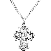 Rosemarie Collections Small Religious Four Way Cross Pendant Necklace 18"