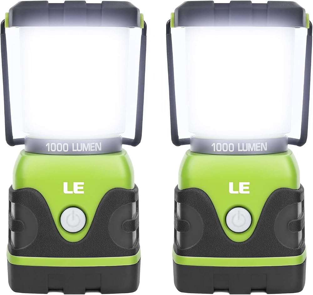 Lepro LE Camping Lantern 1000 Lumen, 3 D Batteries, 4 Modes, IPX4 Pack of 2
