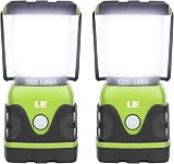 Lepro LE Camping Lantern 1000 Lumen, 3 D Batteries, 4 Modes, IPX4 Pack of 2
