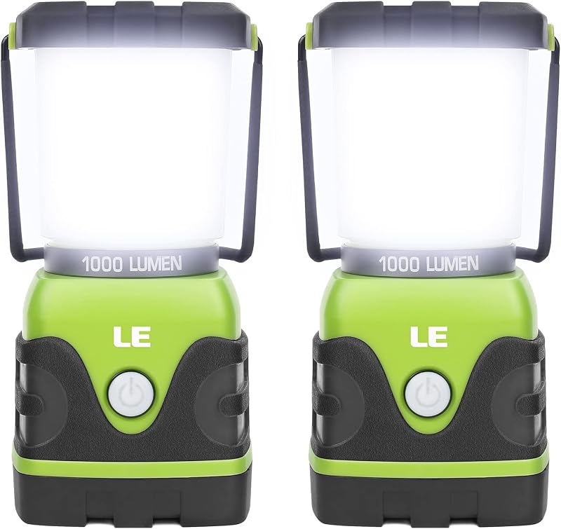 Lepro LE Camping Lantern 1000 Lumen, 3 D Batteries, 4 Modes, IPX4 Pack of 2