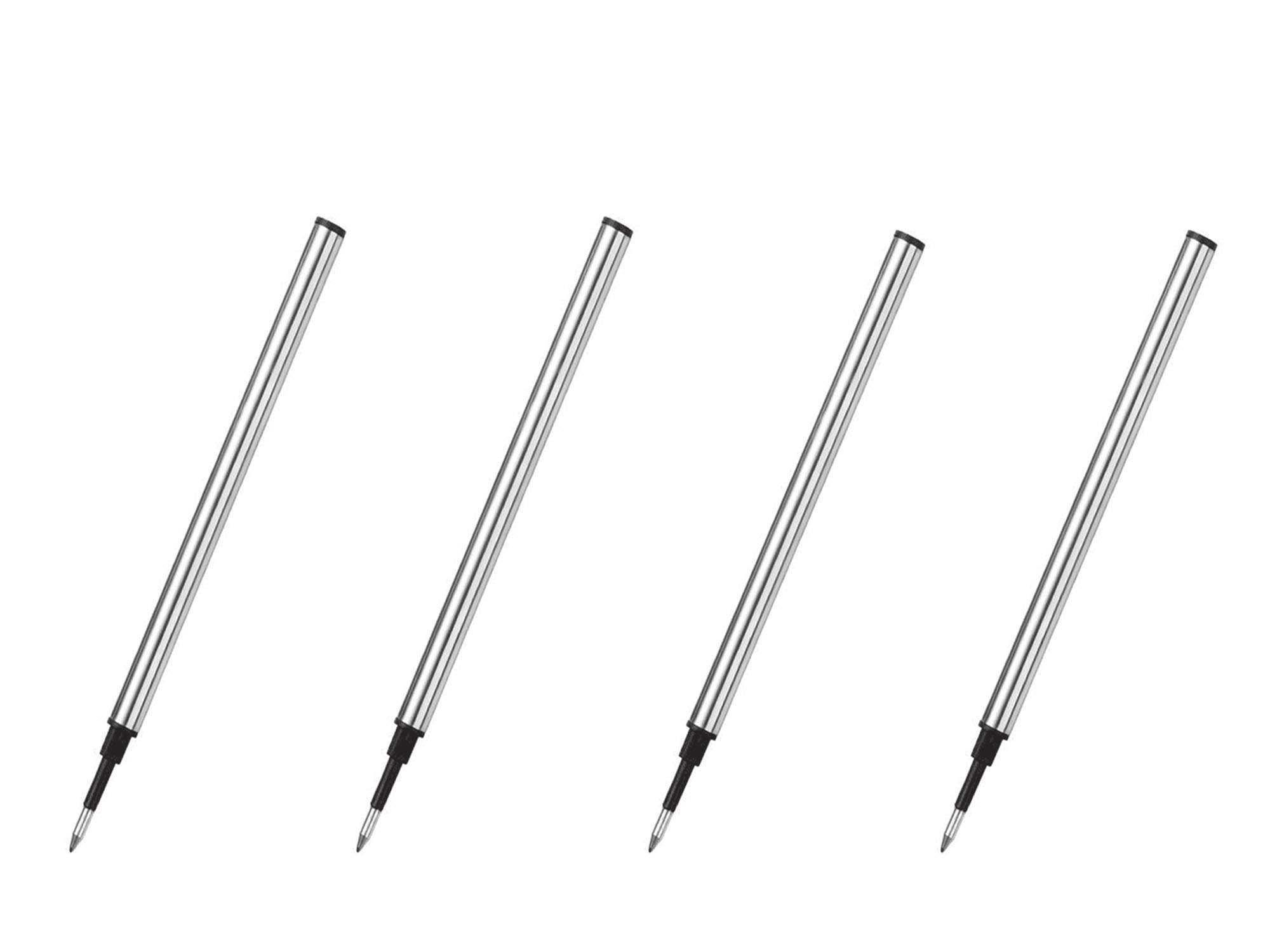 Accod Ballpoint Pen Refill Rollerball Refills 0.5MM Universal Replaceable Refills Gel Ink RollBall Refills- 4 Pack (Black)