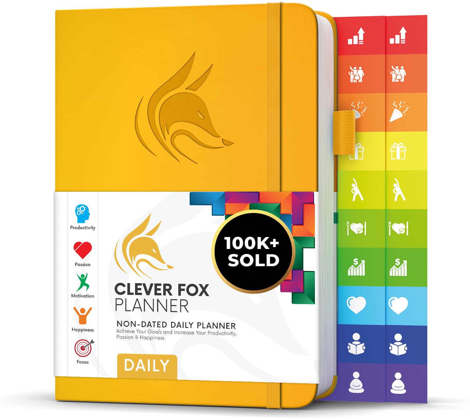 Clever Fox Planner Daily – 6-Month Undated Planner with Hourly Schedule, To-Do List & Time Management – Work & Personal Organizer, A5 (Amber Yellow)