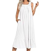 Ekouaer Women's Nightgowns Long Sleeveless Night gown with Pockets Soft Ladies Nightdress