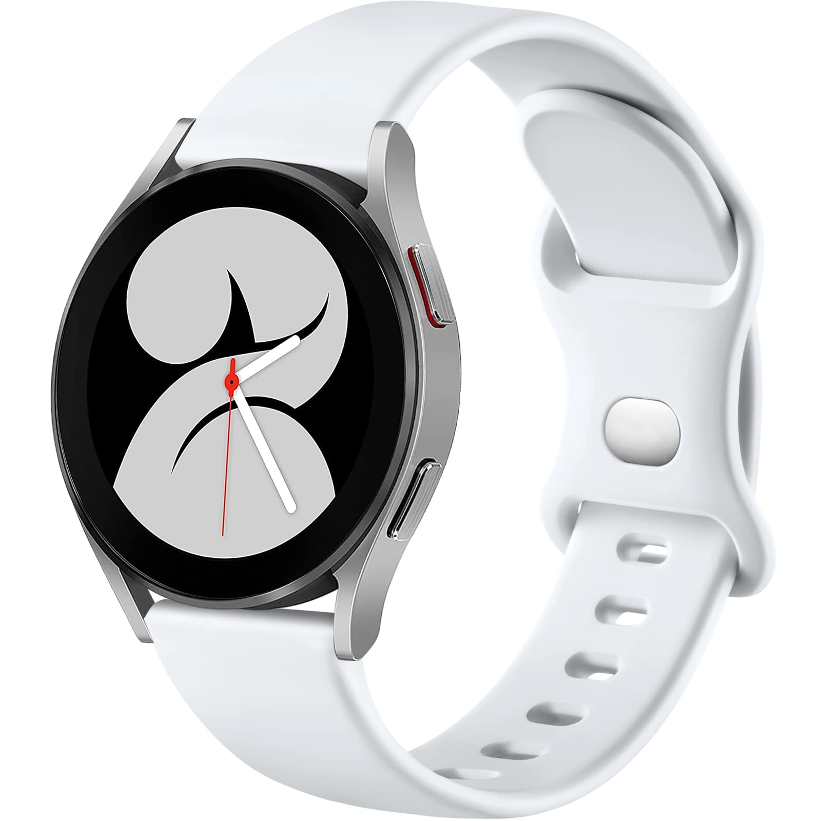 Mastten Silicone Strap Compatible with Samsung Galaxy Watch Active 2 40mm/44mm, 20mm Sport Strap Double Hole Buckle for Galaxy Watch 4/Watch 4 Classic/Watch3 41mm/Watch 42mm, L White