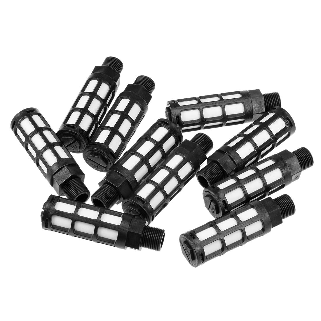sourcingmap Plastic Pneumatic Muffler Exhaust Air Line Silencer 3/8 PT Black, 10pcs