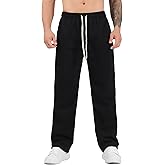 SHAGGA Men's Sweatpants Open Hem Joggers Baggy Lounge Pants Stretch Waist Athletic with Pockets for Running Gym Workout