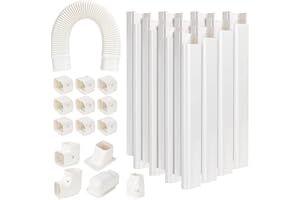 GUEQUITLEX 3" W 16.1 Ft Line Set Cover Kit for Mini Split Air Conditioner Decorative PVC Line Cover Kit for Central Air Conditioner Mini Split AC Cover for Outside Heat Pumps Tubing Cover
