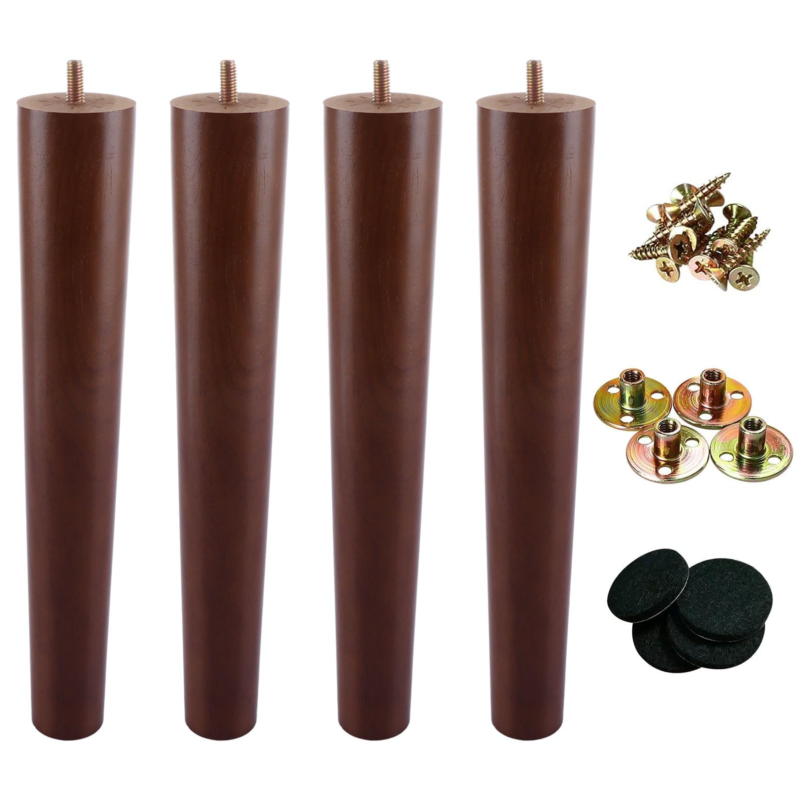 JMIATRY 30cm Wooden Furniture Legs Set of 4, Nature Solid Wooden Sofa Legs, Sofa Replacement Feet with Mounting Plate & Screws for Cabinet, Bed, Chair, Sofa, Dresser Table and TV Stand
