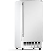 Coolski 15" W Commercial Under Counter Ice Maker Machine, 130 Lbs/Day Auto-Cleaning, 30 Lbs Storage, Stainless Steel Built-in