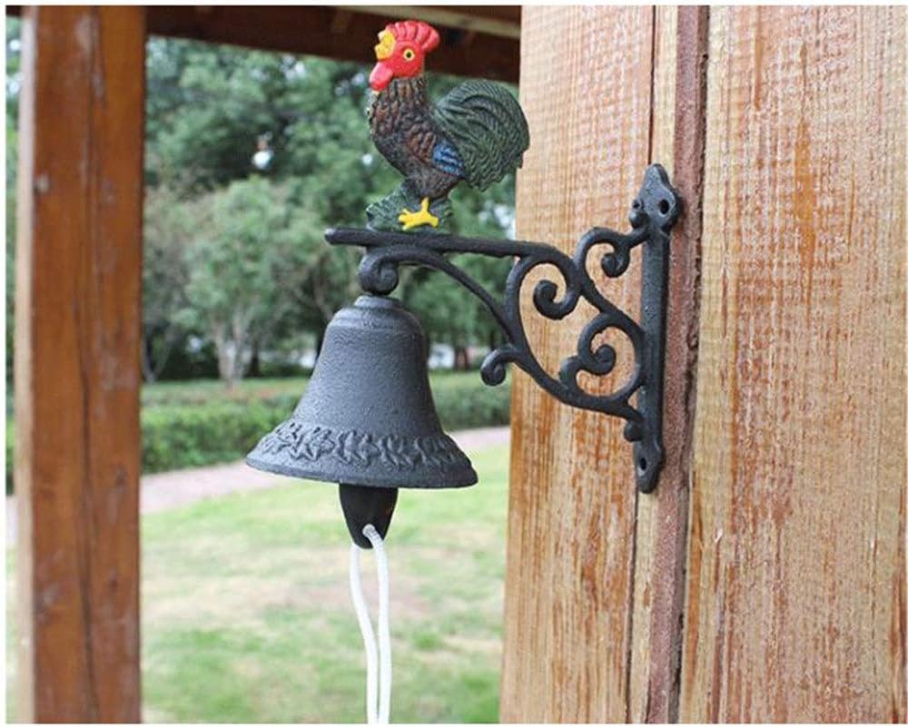 Personality American Wall Hanging Doorbell Pendant Vintage Farmhouse Style Cast Iron Decorative Doorbell Rattle For Bar Coffee Shop,17x8x17cm For Gardens and Shops (Color : C1, Size : As shown)