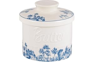 TEATALK French Ceramic Butter Crock (6.7oz) - Airtight Water Seal Butter Keeper, Spreadable Soft Butter Dish with Lid, Countertop Decor & Housewarming Gift