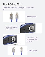 VCE GJ670BL Pass-Through RJ45 Crimp Tool Cat5e/Cat6/Cat7 with Stripper & Cutter view 2