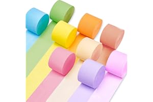 WFAUIBR Crepe Paper Streamers 9 Rolls 738ft,Pack of Rainbow Assorted Colored Party Streamers,9 Colors Streamers Party Supplies, for Birthday Decorations,Rainbow DIY,Wedding Baby Shower (1.8 Inch x 82 Ft/Roll)