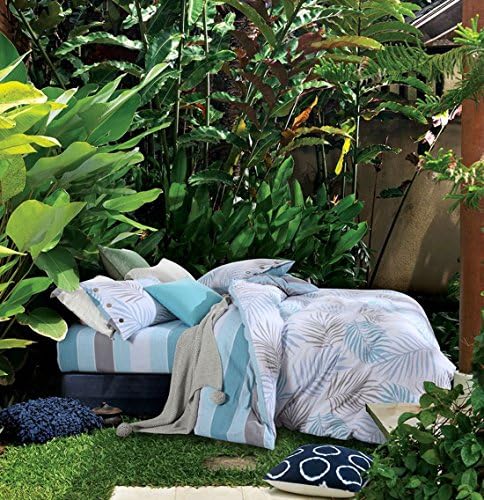 Natural Quality 100% Washed Cotton Floral Print Girls Twin Duvet Cover Set Single 3 Pcs ( 1 Zipper Closure Comforter Cover, 2 Button Pillowcases ) Quilt Case with Corner Ties Reversible Stripe Leaves