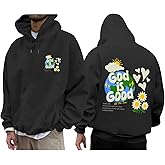 Lytiarul Christian Jesus Hoodies for Men God is Good Bible Verse Sweatshirt Inspirational Graphic Flower Religious Hoodie
