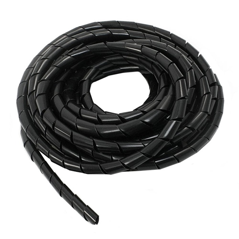 Maclean MCTV-685 Quality Spiral Cable Wire Cover Organiser Elastic Tidy Cables Black Silver Grey (8.7 * 10mm)