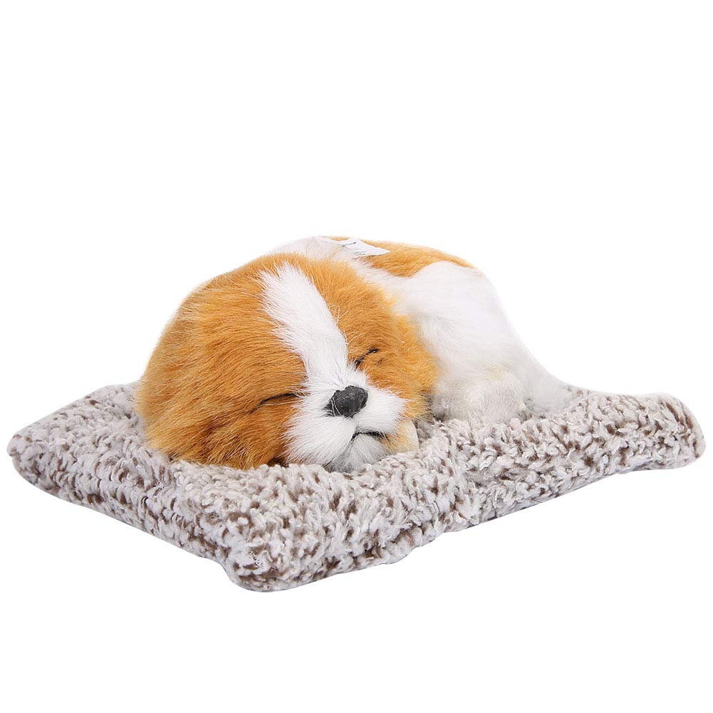 Drfeify Simulated Siesta Dog, Simulation Sleeping Dog Puppy Animal Ornament Stuffed Animal Collection Bamboo Charcoal Decor(Yellow) Electric toys, electronic pets, voice toys