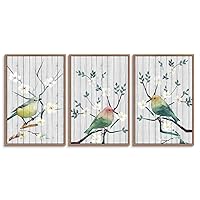 3 Piece Framed Canvas Wall Art Colorful Birds Standing on Trees Canvas Prints Home Artwork Decoration for Living Room,Bedroom - 16