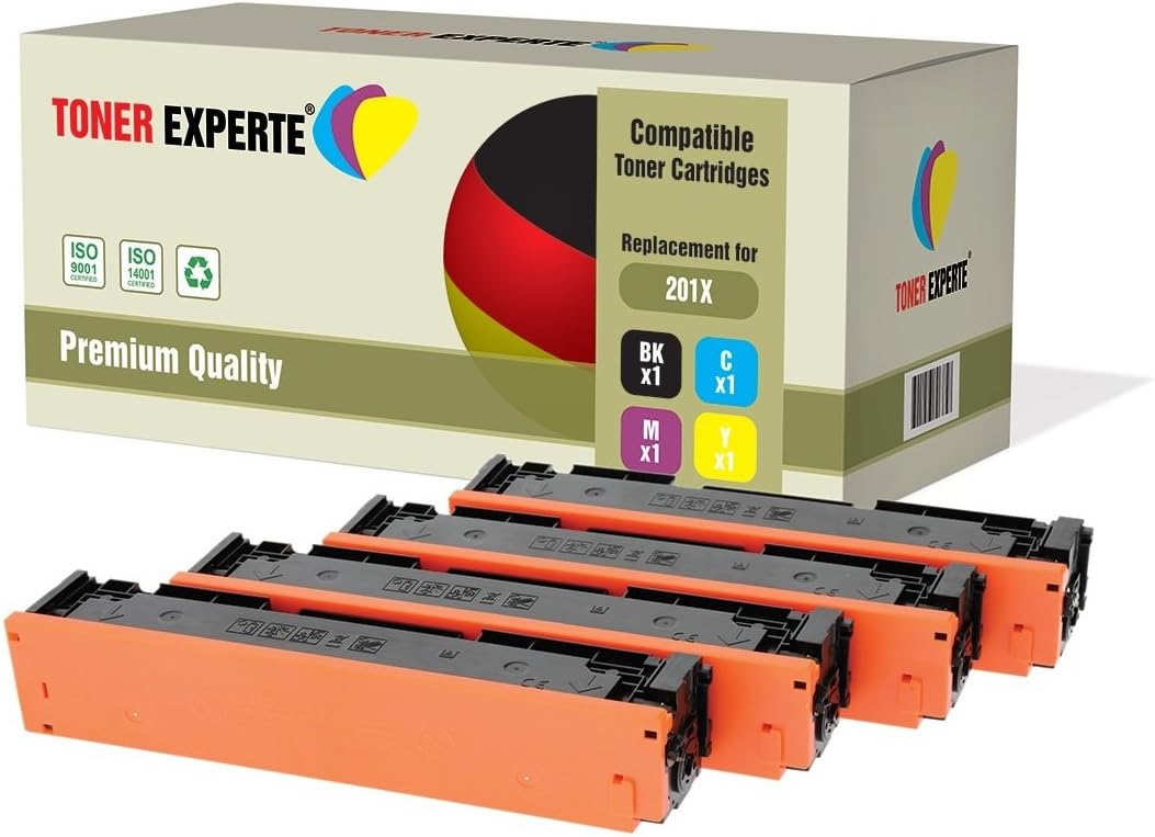 TONER EXPERTE® 4 Toner Cartridges Replacement for 201X compatible with Color LaserJet Pro MFP M277dw M277n M274n M252dw M252n (Black: 2800 & Cyan - Image 3