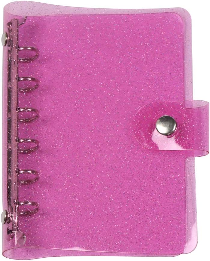 A5/A6/A7 Fashion Black Pink Diary Book Refillable Notepad Shell Notebook Cover Planner Clips File Folder Loose Leaf Binder(A7,Pink)
