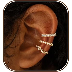 XIXINI Ear Cuff Earrings for Women Trendy,14K Gold Plated Clip On Cartilage Earrings Set Hypoallergenic Cuff Earrings Stack D