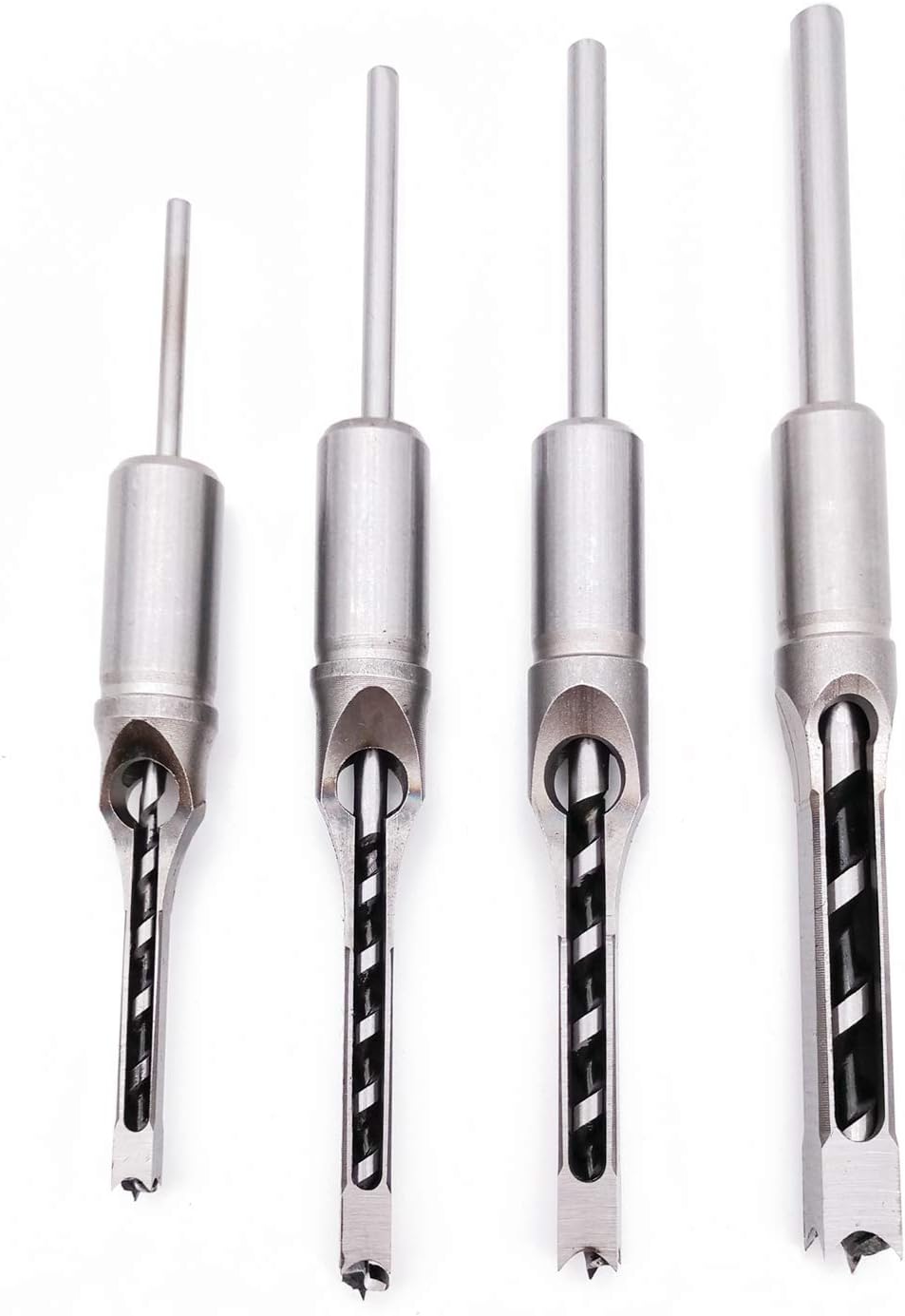 Necygoo Woodwork Drill Bits 4PCS Wood Square Hole Mortising Chisel Drill Bits 1/4" 5/16" 3/8" 1/2" or 6.4mm 8mm 9.5mm 12.7mm Only for 3/4" 19mm Mortising Machines Drill Press
