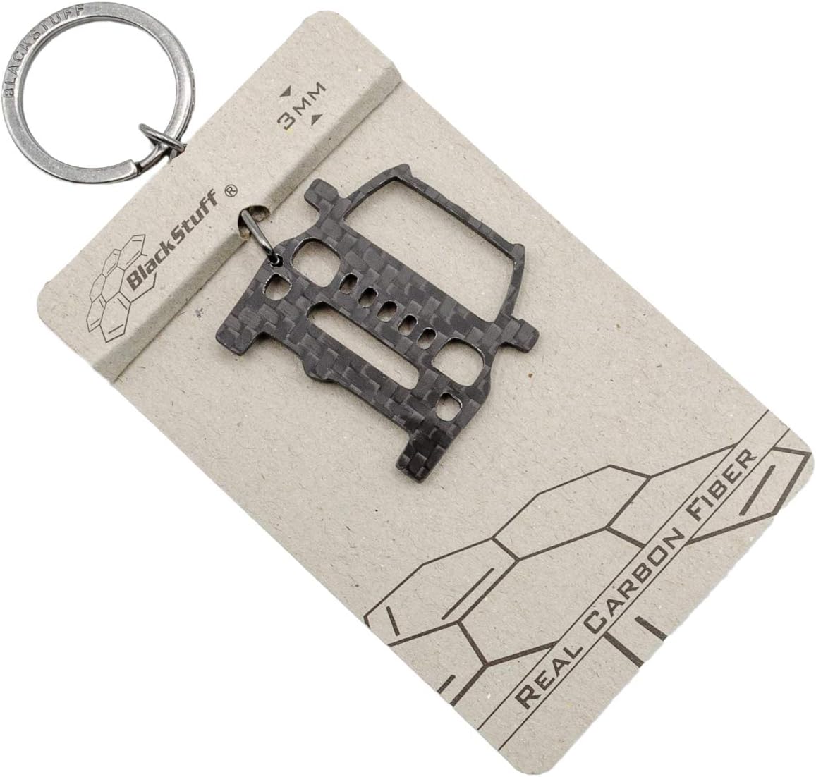 BlackStuff Carbon Fiber Keychain Keyring Ring Holder Compatible with Jimny 2012-2018 BS-950 - Image 4