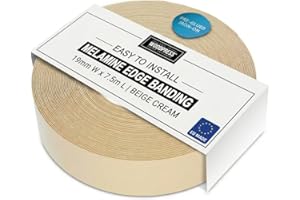 WoodPress® 19mm Pearlised Beige Melamine Edging, Pre-Glued Veneer Tape – 7.5m Roll - Iron-On for Easy DIY Application – Will 