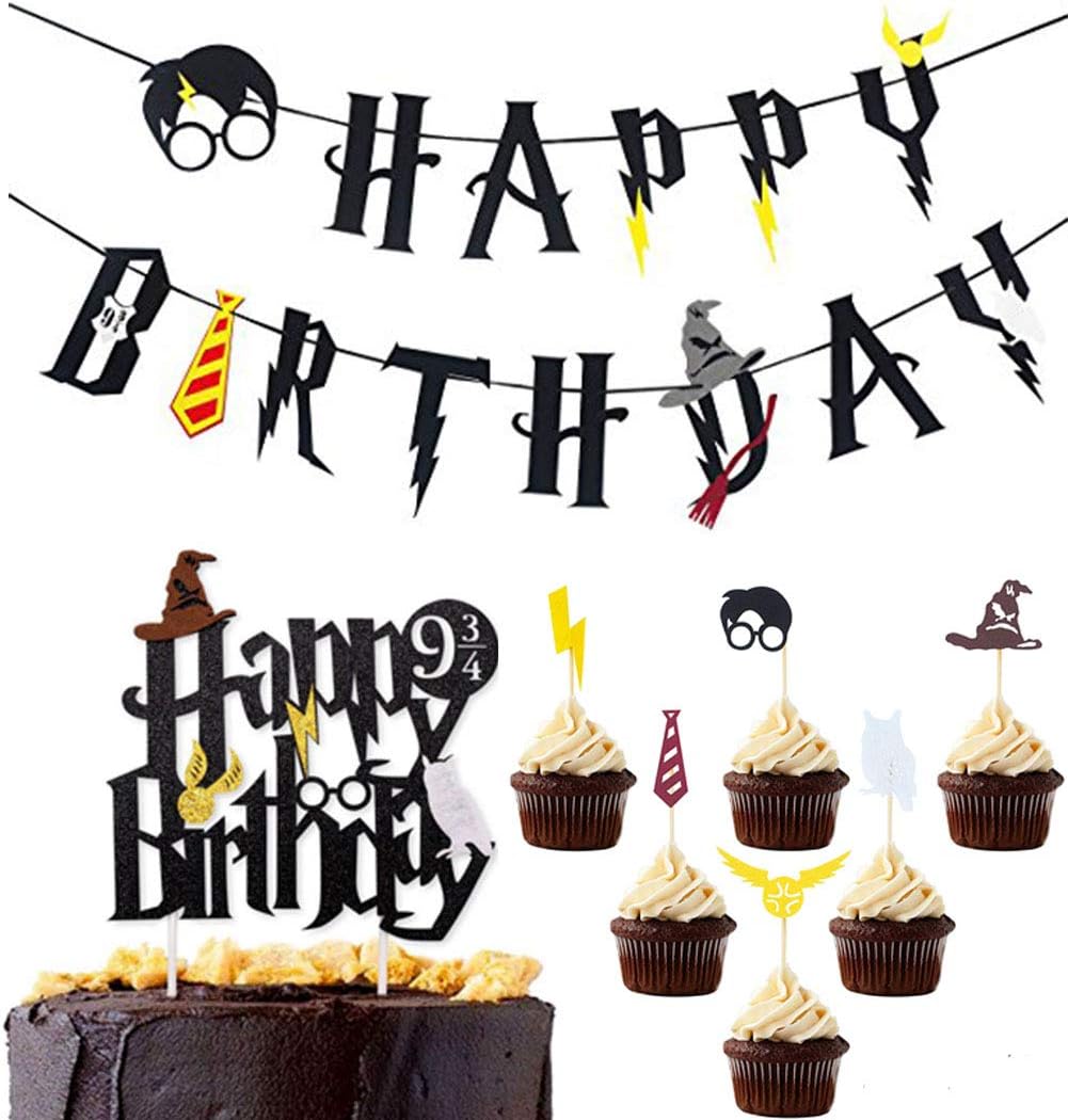 Amazon Com Awyjcas Harry Potter Happy Birthday Banner Cake Topper