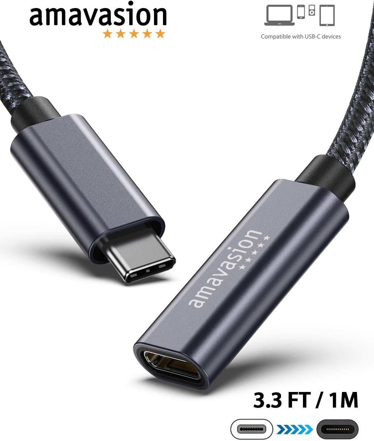 Amavasion USBC Verlängerung Kabel 3.3ft Amazon.de Elektronik