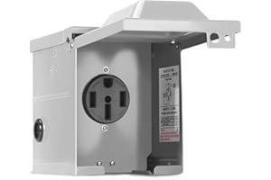 FROSTYRIDER 50 Amp 125/250 Volt RV Power Outlet Box,NEMA 14-50R Receptacle Panel,Enclosed Lockable Weatherproof, for RV Camper Trailer Motorhome Electric Car Generator, ETL Listed.