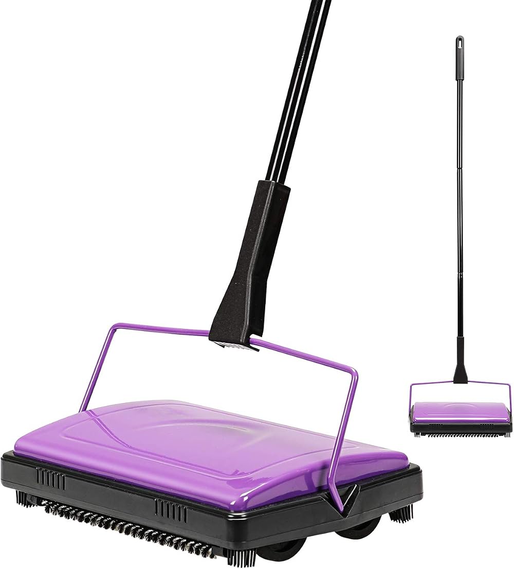 Yocada Carpet Sweeper Cleaner for Low Carpets and Pets Hair Purple