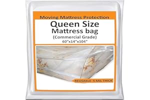 MOVINGHOST Mattress Bags for Moving Queen - Storage Bag - 5 Mil Heavy-Duty - Thick Plastic Bed Mattress Cover Protector - Reusable Bed Moving Supplies