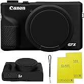 SZHSYJY Case for Canon Powershot G7 X Mark III Digital Camera,Soft Silicone Case for Canon Powershot G7X Mark III DSLR Camera,Comes with 2 Screen Protectors and 1 Wrist Strap. (Black)