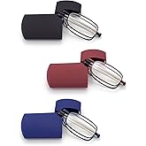 HIGHLIKE Hard Cases Folding Reading Glasses, Pocket Wallet Purse Compact Spring Hinge Readers, Transparent Clear Lens
