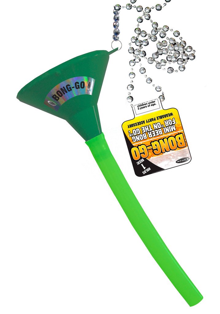 Head Rush Bong-GO All Green - Mini Beer Bong W/Beaded Necklace - Alcohol Accessories for Drinking Games for Adults Party - Drinking Game Funnel W/Hose, Party Essentials for Adults, Beer Funnel