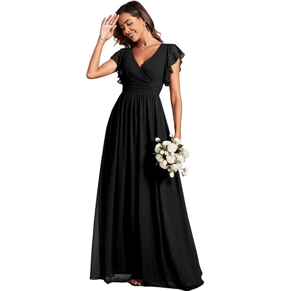 navy blue dress for baby girl Long A-line Square Ruffle Vintage Mauve Chiffon Bridesmaid Dress main image 1