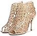Littleboutique Women Embellished Cutout High Heel Bootie Rhinestone Sandal Heels Dress Sandals Gold 7