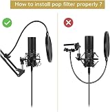 TONOR T30 Microphone Arm Stand with Pop Filter, 360° Rotation, 2kg Load view 5