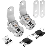 2 Pack Tool Box Lock with Keys, 5/8" Cabinet Lock Cam Lock Keyed Alike, Toolbox Lock Replacement Lock for Mailbox RV Storage Door with Manual, Zinc Alloy (2Pack，5/8 Inch)