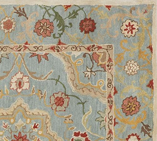 5 x 8 Persian Blue Leslie Wool Rug Handmade Traditional Persian Oriental Wool Rug &amp; Carpet