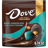 DOVE PROMISES Dark Chocolate Candy Bulk Candy Sea Salt Caramel Snack 6.74Oz | Dark chocolate candy with sea salt caramel, bulk candy bag for sweet snack, candy bowls, office, pantry, dessert