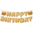 Happy Birthday Banner Hamburger Birthday Party Letter Banners Orange Snacks Themed Party Birthday Supplies Happy Birthday Party Decoration
